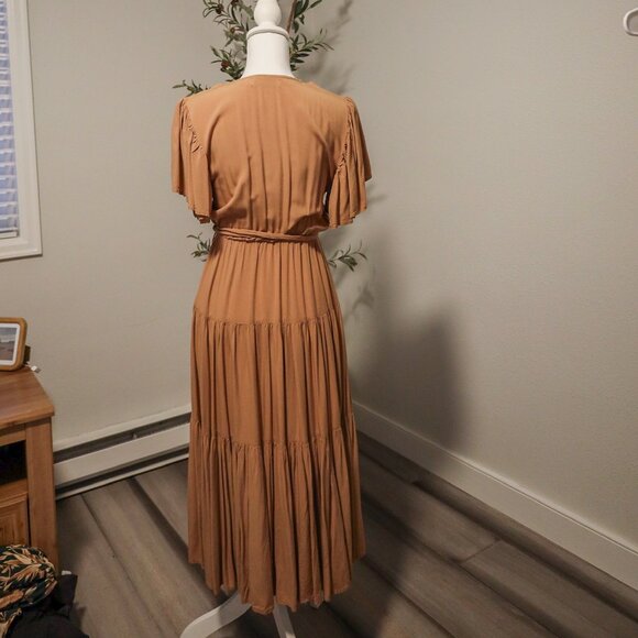 "Petal & Pup" Tan Flowy Dress Barker Dress Small - Picture 3 of 8